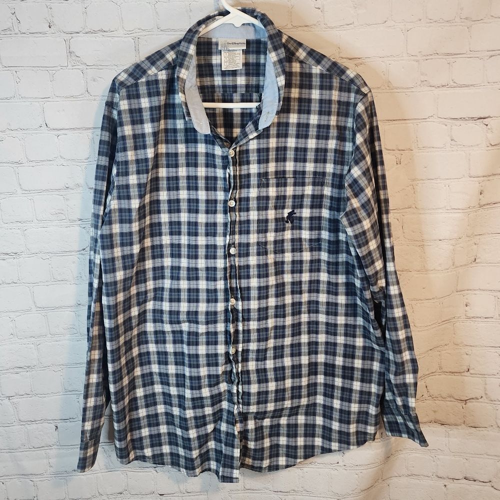 Men's Disney's Blue Checkered Casual Button Down Shirt